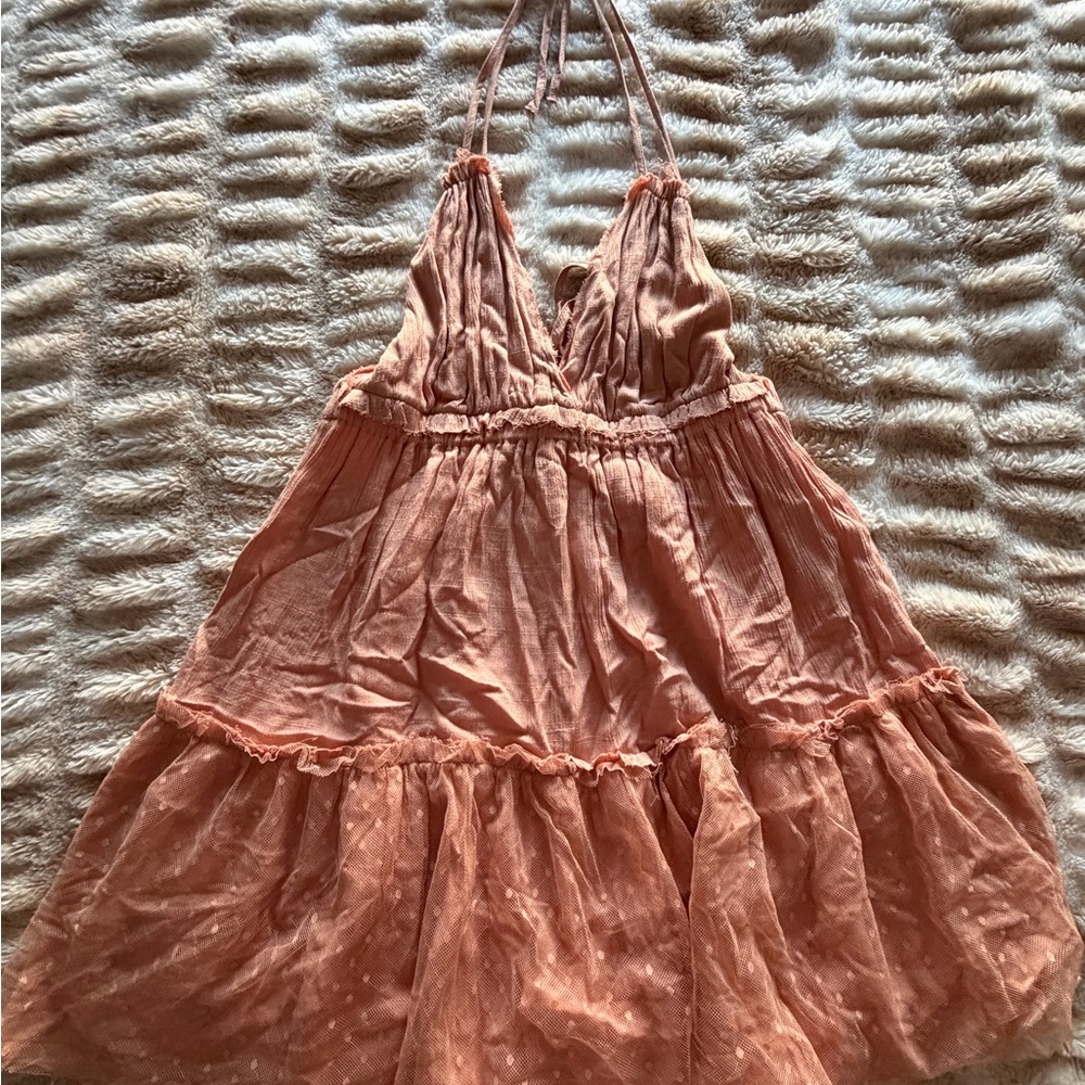Orange Halter Mini Dress